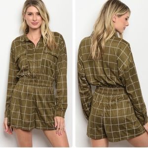 green and white romper